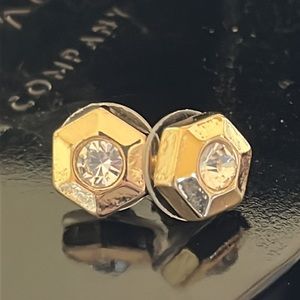 Gold tone and cz small post earrings